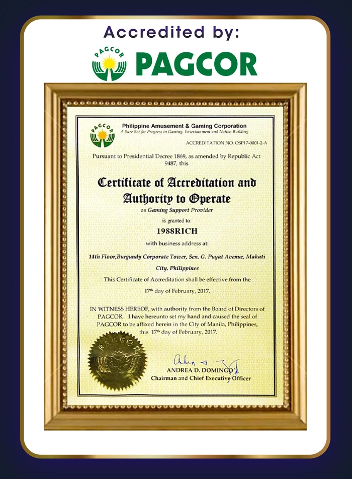 PAGCOR Certificate